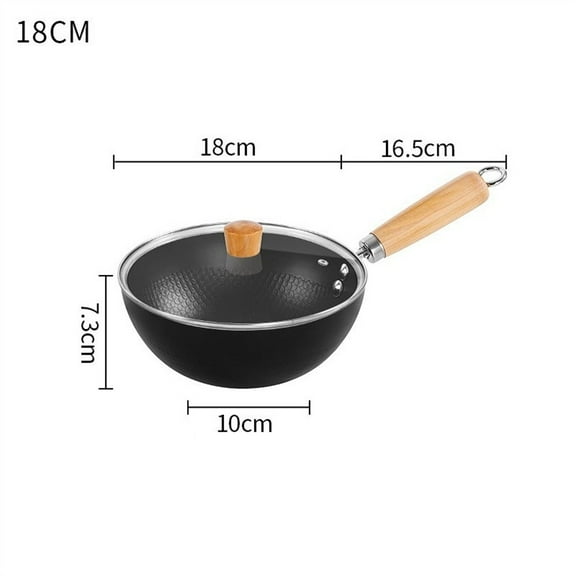 All Stove Compatible Nonstick Wok Frying Pan With Glass Lid Iron Material