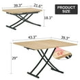 thumbnail image 4 of Gzxs Foldable Dining Table, 4 in 1 Multi-Function Wooden Lift Coffee Table Convertible to Dining Table for Small Space, Adjustable Transforming Table with Black Metal Legs, Space Saving (Natural), 4 of 10