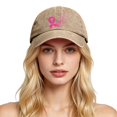 thumbnail image 2 of Bibifish Womens Baseball Cap Cancer Awareness Distressed Washed Tone Adjustable Outdoor Sun Headcaps, 2 of 4