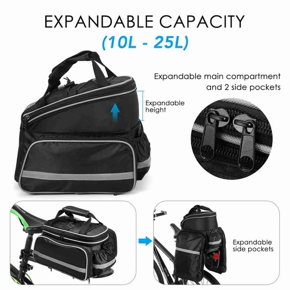 Bike Rear Seat Bag Large Capacity Water Resistant Bike Cycling Trunk Pannier Bag with Removable Shoulder Strap