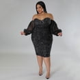 thumbnail image 4 of AURA Sequin Bodycon Dress Women Long Sleeve Sexy Party Club Evening Dress, 4 of 7