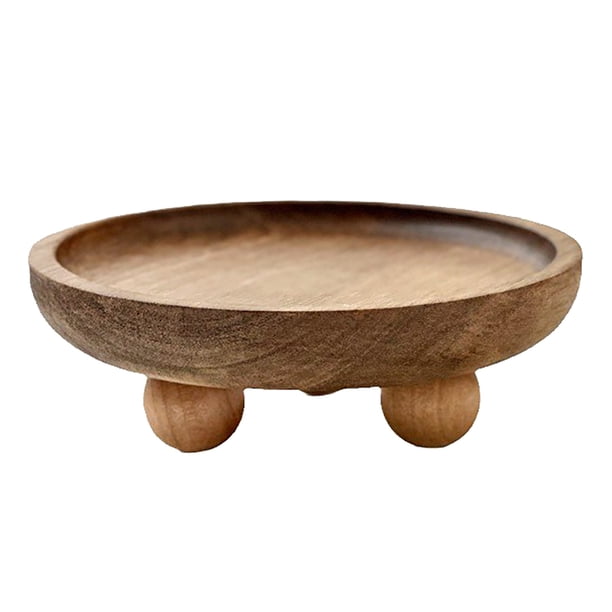Bandeja de madera redonda de madera pedestal de pie decorativo para la exhibición Ounter mesa de centros de mesa de entrada de mesa de cocina de granja de mesa 1pc Características: