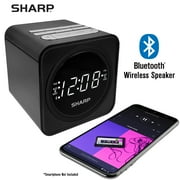 SHARP FM Clock Radio with Bluetooth Speaker, FastCharge 2 amp USB Charge Port, Wake to Alarm or Radio, Dual Alarms, Easy to Read LED White Display, Simple to Use, Easy to Read at a Glance