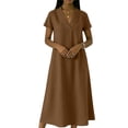 thumbnail image 4 of XiYing Robe pour Femme, Combinaison-Robe Décontractée à Manches Courtes pour Femme, Col en V Uni, Coupe Fluide Printemps/été, S-TTG,, 4 of 6