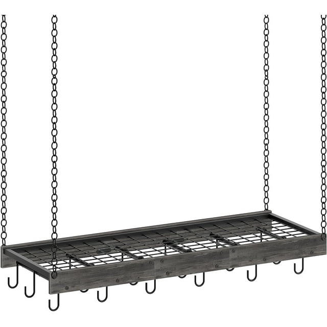 Hanging Pot Rack Ceiling Wall Mounted Pot Rack for Kitchen Industrial Style Pot Hanger with Hooks Cookware Storage Organizer for Pots and Pans Rustic and TPRBFC