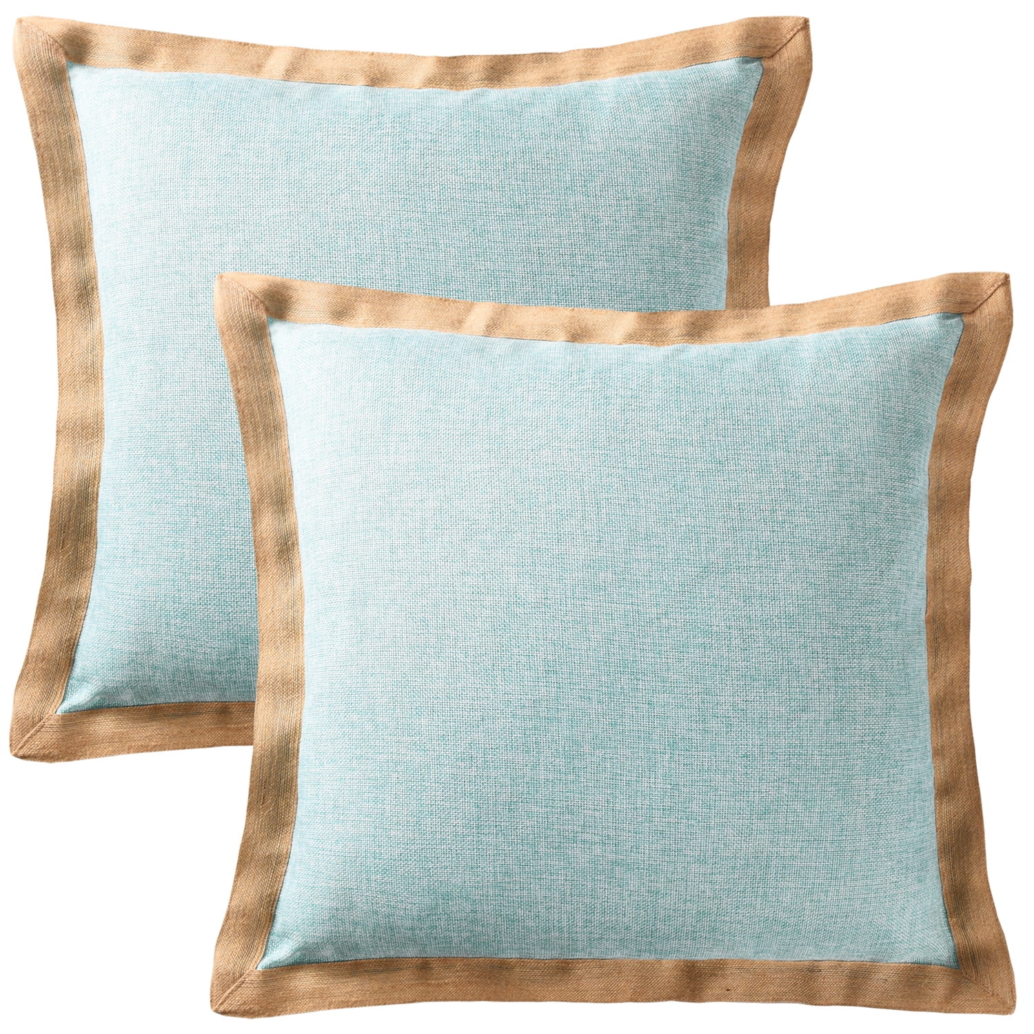 ANRODUO Set of 2 Linen Throw Pillow Covers Triple Button Burlap Solid  Cushion Cover Decorative Vintage Farmhouse Modern