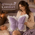 thumbnail image 4 of Butterflies Throw Pillow, Velvet Lace Butterfly Shaped Decorative Pillow, Soft Lumbar Support Cushion for Sofa Couch Bed, Comfortable Backrest Pillow, Office Chair Car Seat Home Decoration, 1pc, 4 of 5