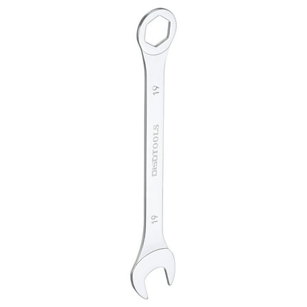 Uxcell 19mm 6-Point Thin Combination Wrench Double Ended Box and Open End Chrome Plated Steel, Silver