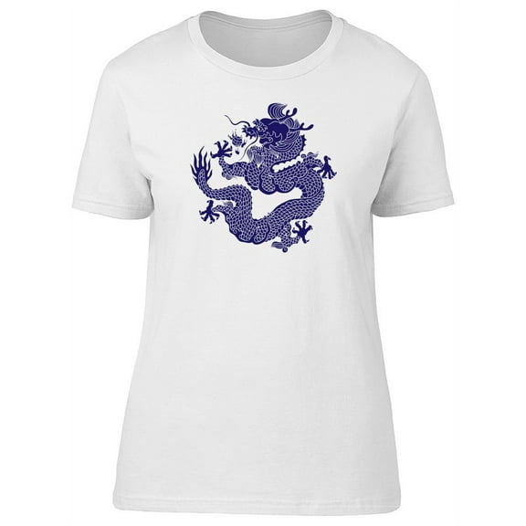 Blue Traditional Chinese Dragon T-Shirt Women -Image by Shutterstock, Female Medium
