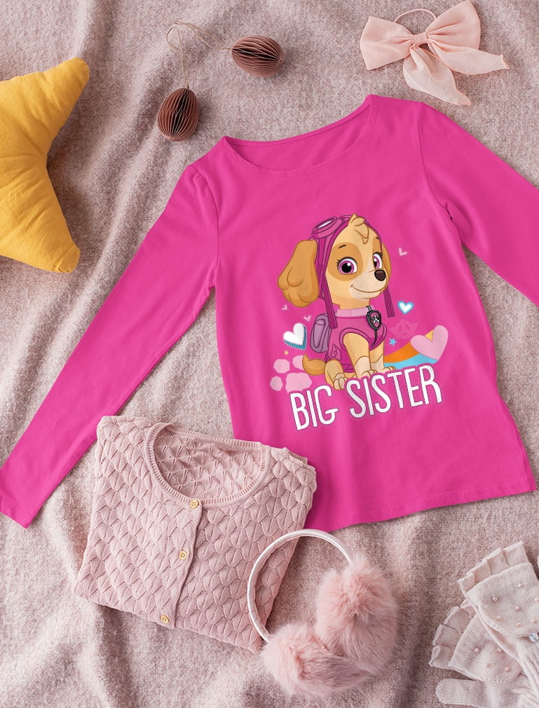 Big Sister Official Long Skye Patrol Shirt Paw Toddler Shirt Kids Sleeve 4T Black Girls