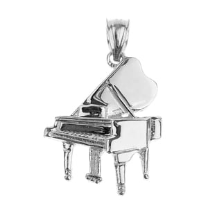 WHITE GOLD GRAND PIANO PENDANT NECKLACE : 14K Pendant with 20" chain