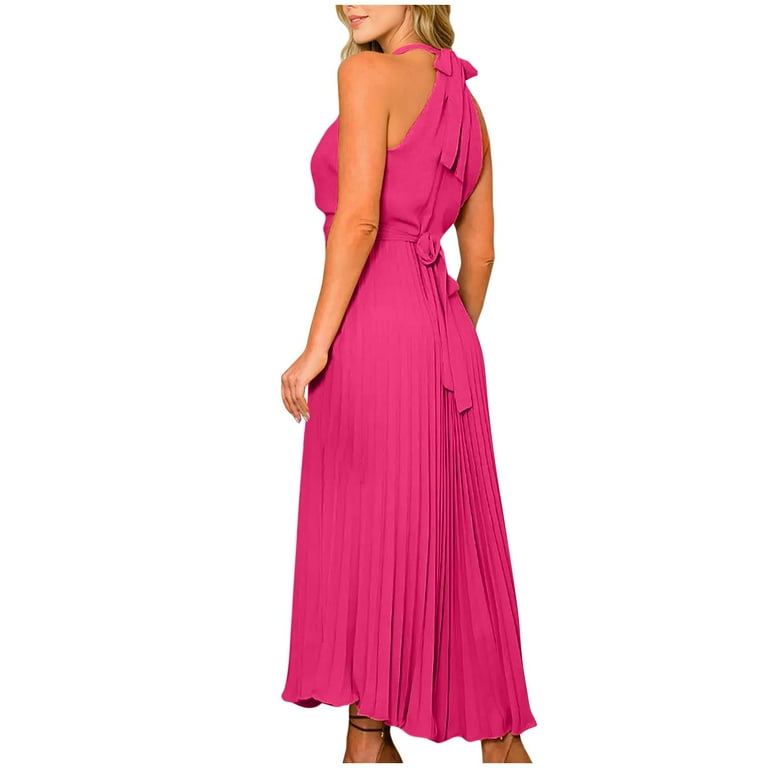 RYRJJ Halter Bridesmaid Dresses for Women Chiffon Ruched Evening Party Gowns Sleeveless Formal Wedding Guest Long Dresses(Hot Pink,XL) - Walmart.com RYRJJ Halter Bridesmaid Dresses for Women Chiffon Ruched Evening Party Gowns Sleeveless Formal Wedding Guest Long Dresses(Hot Pink,XL) - Walmart.com