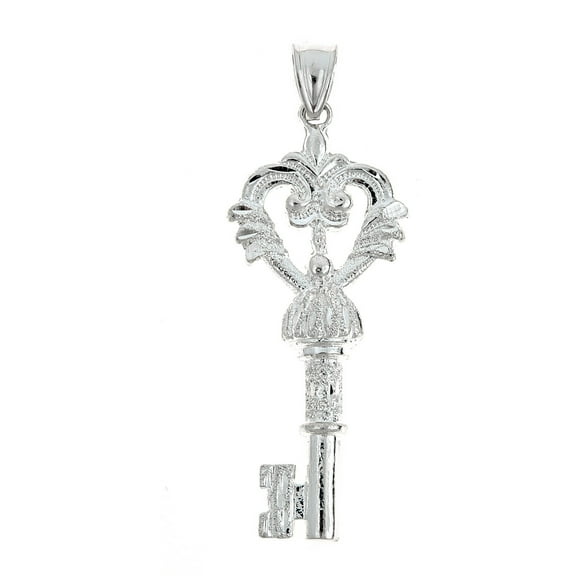 925 Sterling Silver Antique Key Pendant - MADE IN USA (4 grams)
