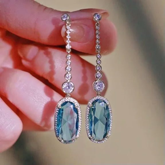 Fashion 925 Silver Drop Earring Cubic Zircon Wedding Women Party Jewelry A Pair