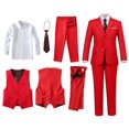 thumbnail image 4 of ETHAN Red Tux Suit for Boys Communion Suits Boys Formal Outfit Elegant Dress Boys Suits Size 10, 4 of 8