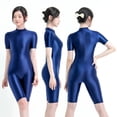 thumbnail image 2 of MJINM - Mono de una pieza brillante para mujer, para natación, running, mono corto con cremallera, para carreras, ciclismo, yoga, fitness, 2 of 5