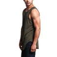 thumbnail image 3 of G-Style USA Solid Color Long Length Curved Hem Tank Top - Olive - Large, 3 of 5