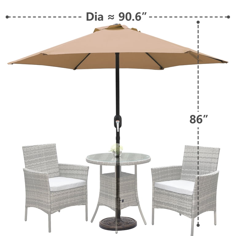 Abble 7.5ft Patio Umbrella with Crank Handle, Tan photo 7