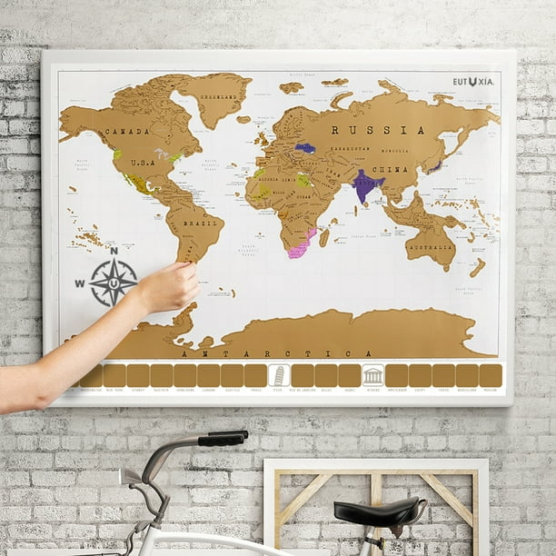 Map To Track Places Visited Eutuxia Travel Scratch World Map (34X20 Inch) - Track Places Where You've  Been To! - Walmart.com