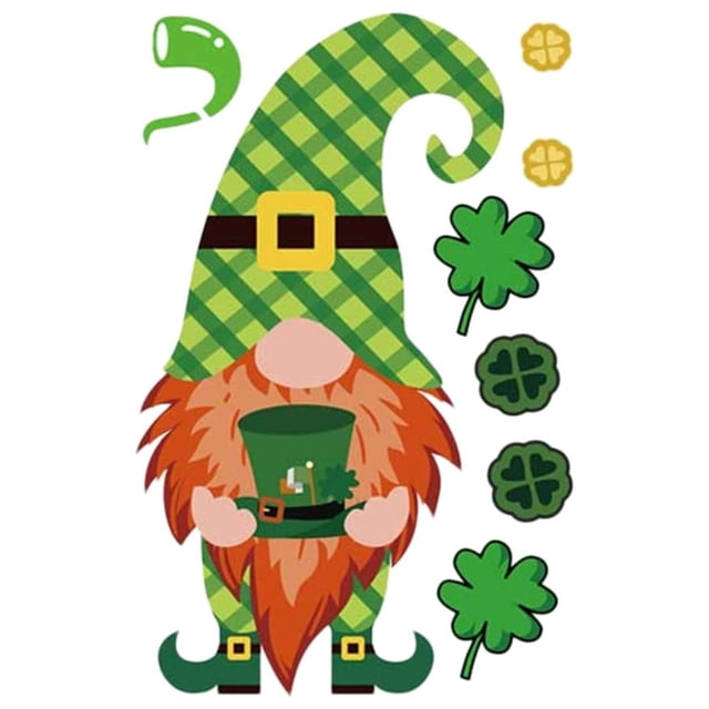 Cheapark St. Patrick's Day Gnome Heat Transfer Vinyl Sticker, Apparel Iron-On Patch