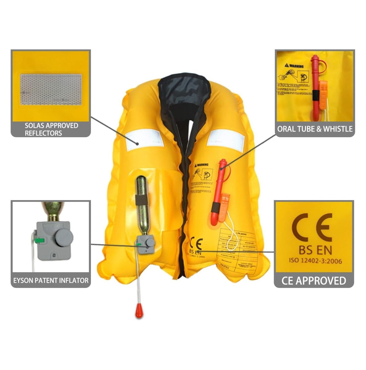 Inflatable Life Life Vest Highly Visible Manual for Adults (Red)