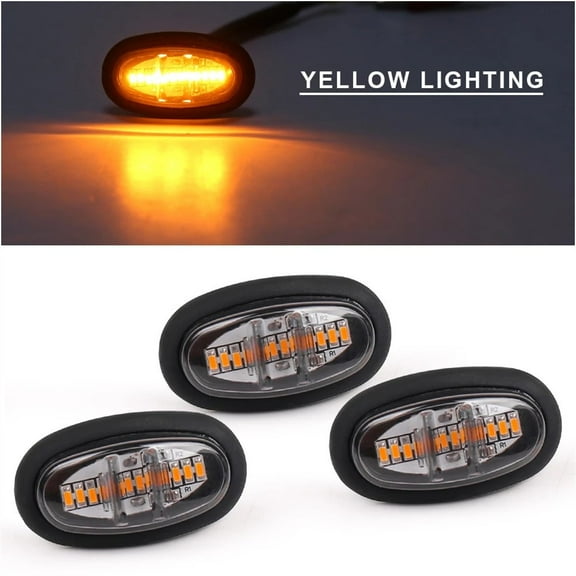 BAMILL 3x Raptor Style Smoked Lens Amber LED Front Grille Running Lights For Ford F150