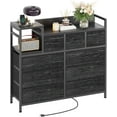 thumbnail image 3 of Jojoka TV Stand with Charging Station, Bedroom Dresser for Living Room TV Stand with 9 Drawers,（Black Willow）, 3 of 15