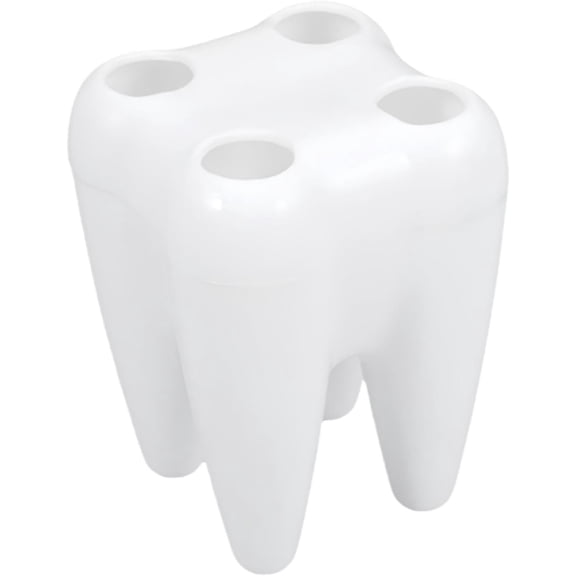 Tooth Shaped Toothbrush Stand, 4 Hole Multifunctional Storage for Bathroom Sink