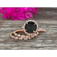thumbnail image 6 of 10K Rose Gold 2.75 Carat Round Cut Black Diamond Moissanite Trio Set Engagement Ring Halo Stacking Matching Band, 6 of 6