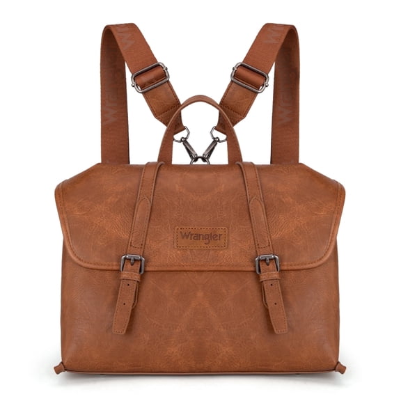 Wrangler Backpack Purse for Women Vegan Leather Fashion Anti Theft Convertible Backpack with Adjustable Strap, Brown