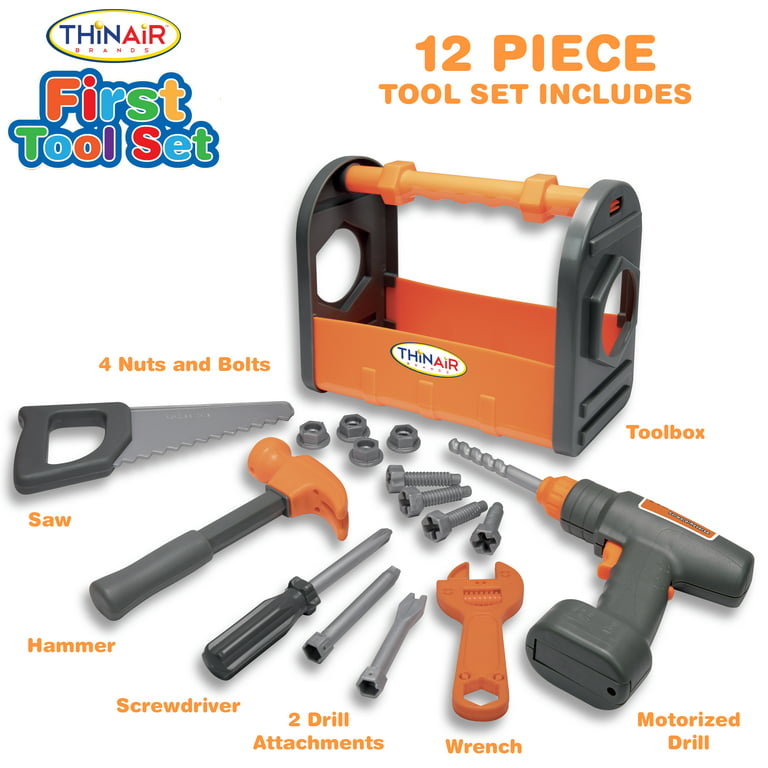 Toddler Tool Set - 12 Pieces, Develops Motor Skills, First Play