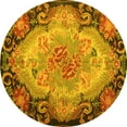 thumbnail image 1 of Ahgly Company Machine Washable Indoor Round Medallion Yellow French Area Rugs, 5' Round, 1 of 4