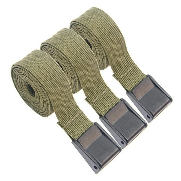 3 Pcs Tarp Luggage Strap Sturdy Tie down Straps 210.00X2.50X1.00CM Olive Green