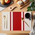 thumbnail image 2 of Red Vintage Placemats Set of 8, Geometric Stripes Simple Lines Placemats for Dining Table, Place Mats for Kitchen Tabletop, Waterproof Wipeable Dining Table Mats Set, 2 of 9