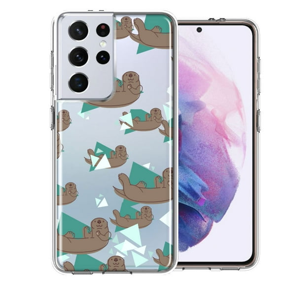 MUNDAZE For Samsung Galaxy S21 Ultra Cute Otter Design Double Layer Phone Case Cover