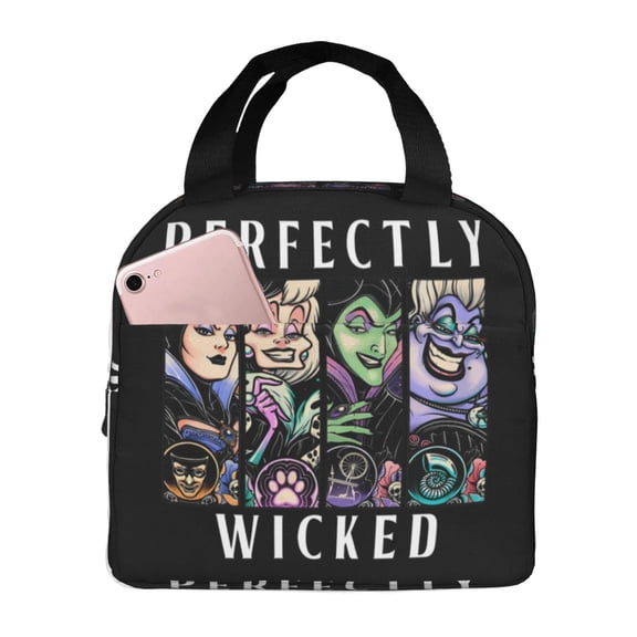 Vill-ain Bad Witche Lunch Bag Insulated Lunch Box Reusable Cooler Cartoon Lunch Tote Bag Picnic Travel Office