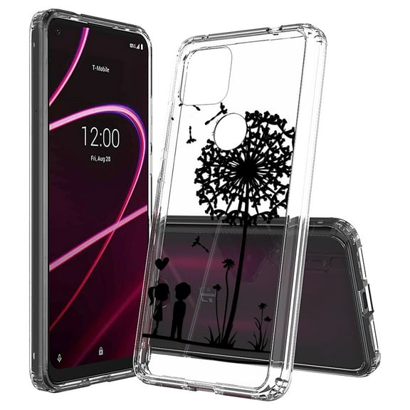 Beyond Cell compatible with T-Mobile Revvl 5G (2020) Case,, Transparent Clear Shock Absorption Cushion Bumper Corner Soft TPU   PC Cover LOVE MOMENT