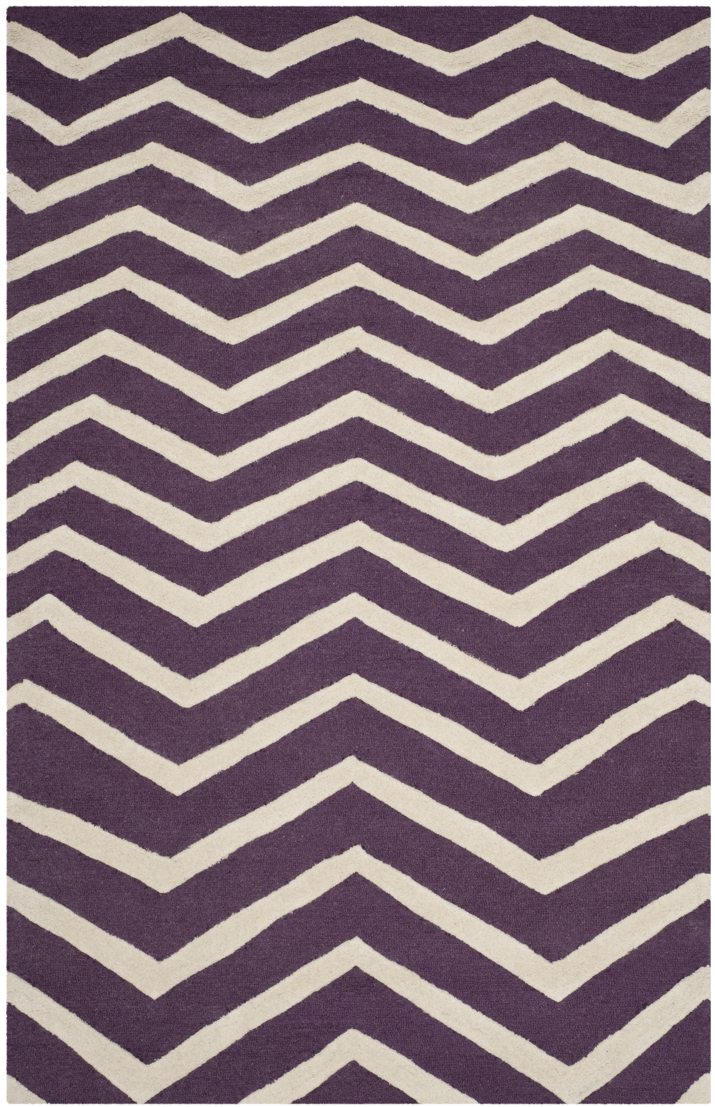 SAFAVIEH Cambridge Leon Geometric Wool Area Rug, Purple/Ivory, 6' x 9'