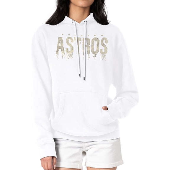 Women's G-III 4Her by Carl Banks  White Houston Astros Metallic Drop Fleece Hoodie