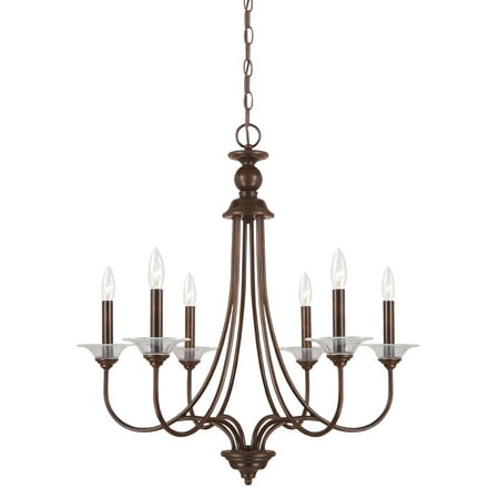 - Sea Gull Lighting Lemont 6-Light Candelabra Chandelier - 27W in. Burnt Sienna