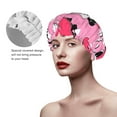 thumbnail image 4 of Disketp Panda Heart Valentine Pink Shower Caps,Reusable Shower Cap For Women, Double Layer Waterproof Hair Cap, Large Size For All Hair Lengths,For Girls Spa Home Salon Use, 4 of 9
