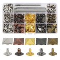 thumbnail image 1 of 120 Sets 12mm Pyramid Earrings Clothing Square Rivets Leather Fabric Metal Studs for Shoes Bags Waist Craft, 1 of 5