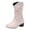 Pink, variant on Western Boots for Women Slouchy Leather Block Heel Round Toe Mid Calf Booties Winter Thickened Warm Casual Retro Long Boots White Size 6