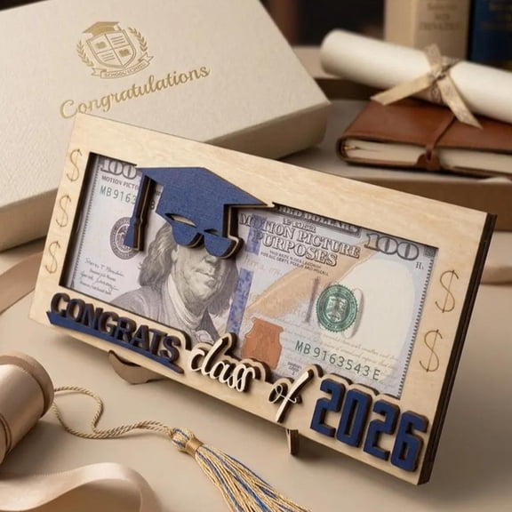 Personalized Wooden Graduation Money Holder, Graduation Gift for Class of 2026, Custom Money Holder for College, Senior, and University Graduates, Unique Gift Idea