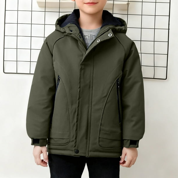 Parkas de manga larga, chaqueta con capucha y bolsillos para niños de tallas medianas y grandes, chaqueta tipo cárdigan.