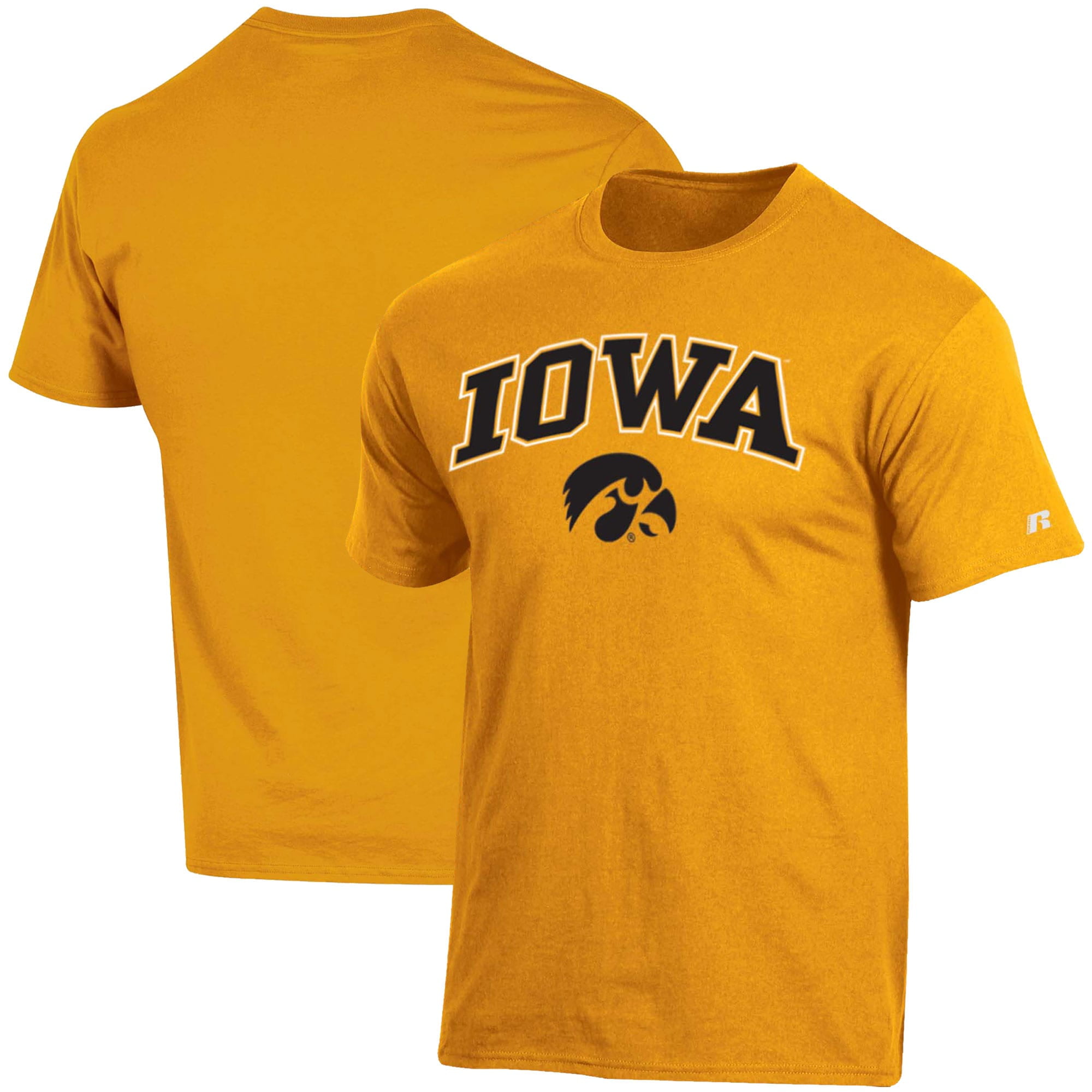 Men's Russell Athletic Gold Iowa Hawkeyes Wordmark Spinner T-Shirt ...