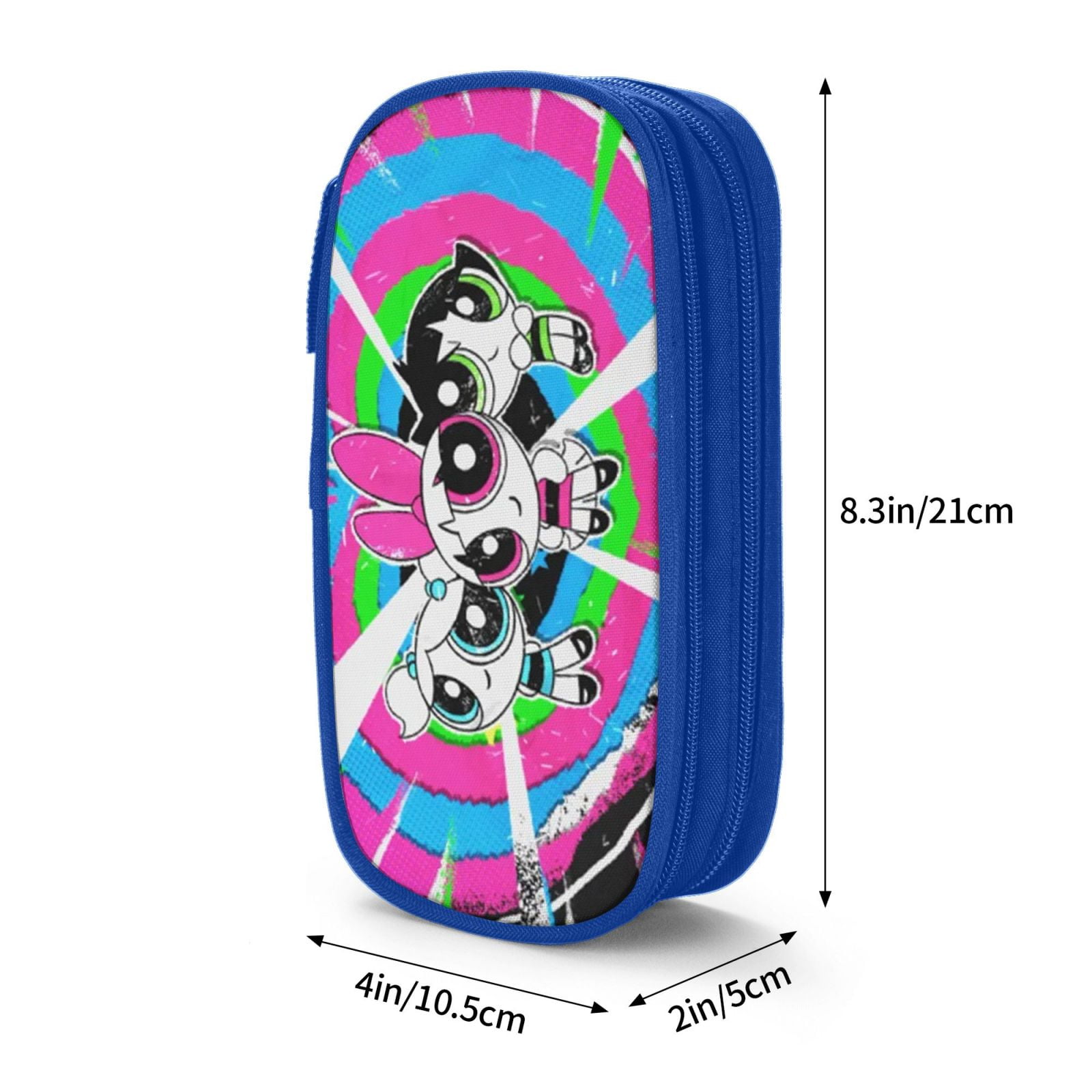 The Powerpuff Gi-rls Pencil Case Large Capacity Pencil Pouch Penbag Office Stationery Organizer Travel Makeup Bag Blue