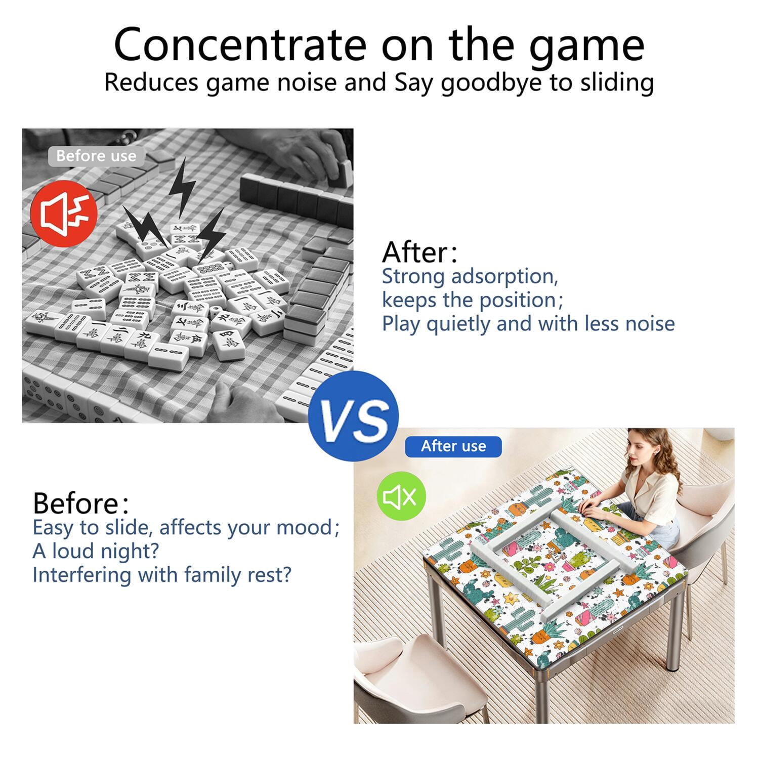 Square Plants Inspired Game Mat 31.5 Inches Crafted from High Quality Rubber Featuring Anti-Slip Backing Grip and Noise Reduction for Tiles Cards Games
