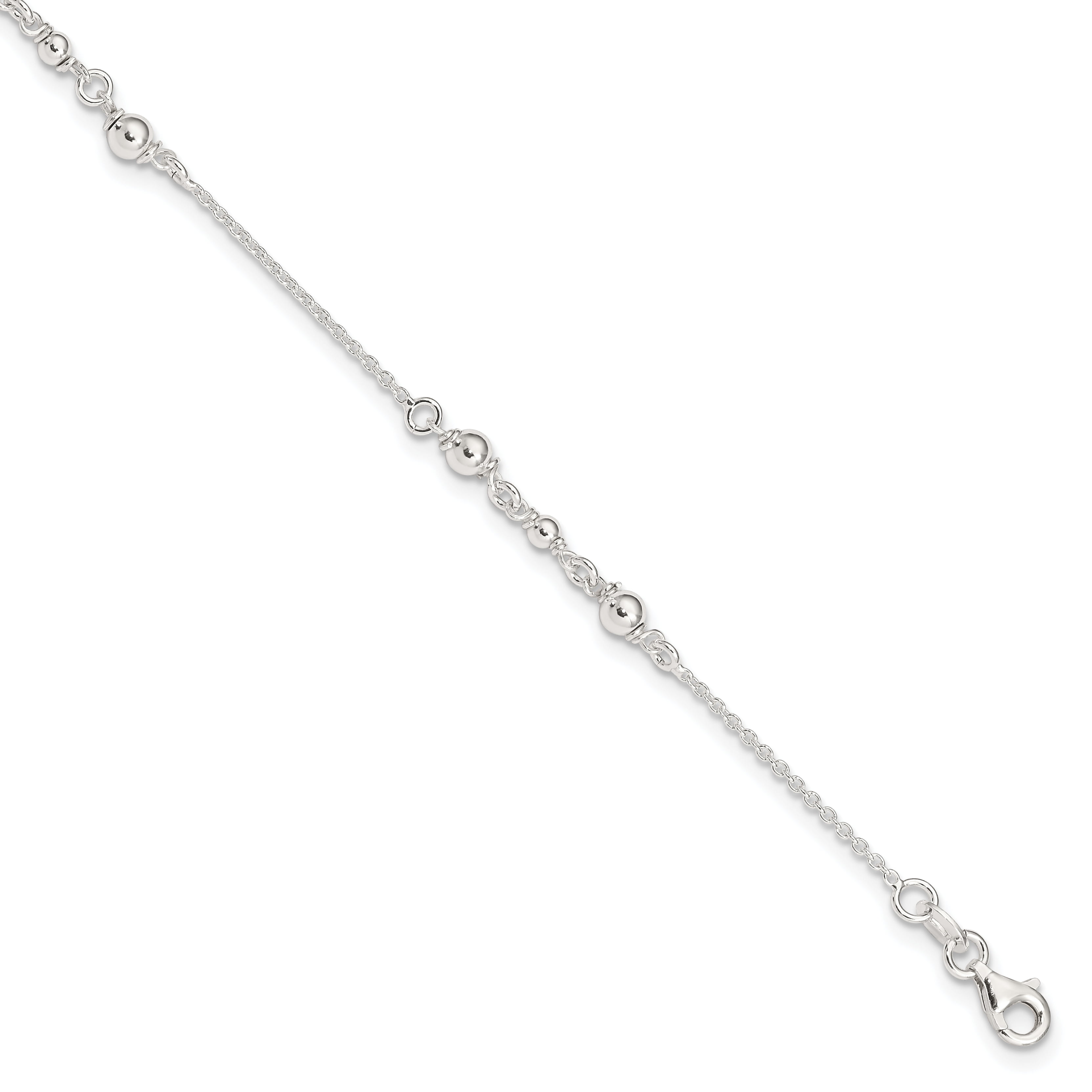 Sterling Silver Jewelry Anklets with Stations Anklets Solid 9 Anklet 