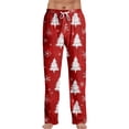 thumbnail image 2 of Garbnen Christmas Men's Pajama Pants Christmas Tree Graphic Wide Leg Lounge Pants for Men Elastic Waist Funny Fall Winter Merry Xmas Print Soft Men's Sleep Pants, 2 of 5